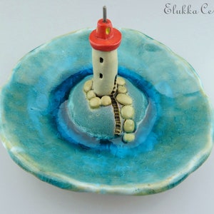 Clearwater Point...Trinket Dish in Stoneware and Recycled Glass by elukka image 3