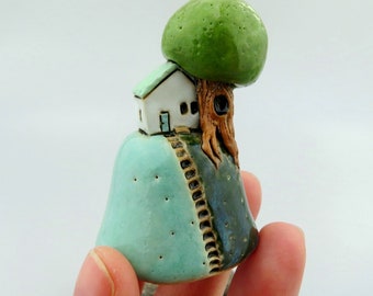 Old Oak Inn #1...Tiny Ceramic Landscape Nugget by elukka