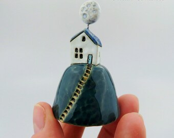 Full Moon Inn #1...Tiny Ceramic Landscape Nugget by elukka