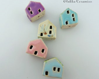 Artisan House Beads...Set of 5...Purple/Turquoise Blue/ Beige/Pink/Baby Blue