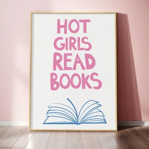 Hot Girls Read Books Print Digital Download Cute Trendy Book Lover Book Club Poster Gift Idea