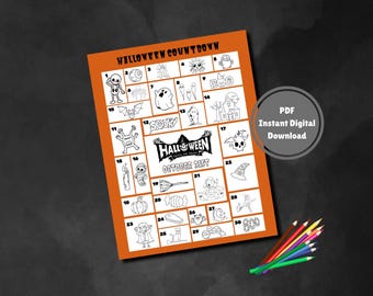 Halloween Adventskalender für Kinder, Halloween Countdown für Kinder, Halloween Kalender zum ausdrucken, Halloween Kalender, Halloween Countdown für Kinder