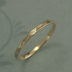 Vintage Style Ring Detailed Ring 14K Gold Ring Patterned Gold Ring Brush Strokes Band Women's Wedding Ring Pattern Band Gold Wedding Band