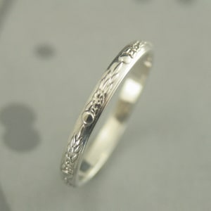 Silver Pattern Band Monet Women's Silver Band Women's Silver Ring Silver Stacking Ring Silver Stackable Ring Flower Band Vintage Style Ring