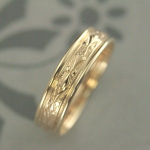 Men's Gold Band Gold Wedding Ring Antique Style Band Men's Gold Ring Gold Wedding Band Edwardian Band Unique Wedding Band Solid Gold Ring