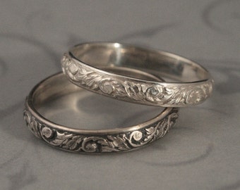Antique silver wedding best sale bands