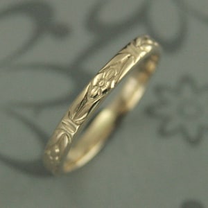 Yellow Gold Band 10K Gold Ring 10K Gold Band Antique Ring Vintage Wedding Band Handmade Wedding Ring Orange Blossom Ring Romance Ring