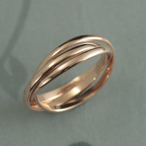 14K Rose Gold Rolling Ring Rose Gold Wedding Band Women's Wedding Ring Rose Gold Interlocking Ring Wedding Band