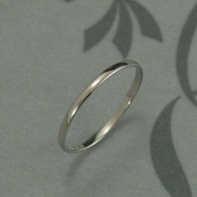 White Gold Wedding Band1.5mm by .75mm Skinny Minnie10K Gold RingHalf Round BandWomen's Wedding BandWedding RingRecycled Gold Ring image 2