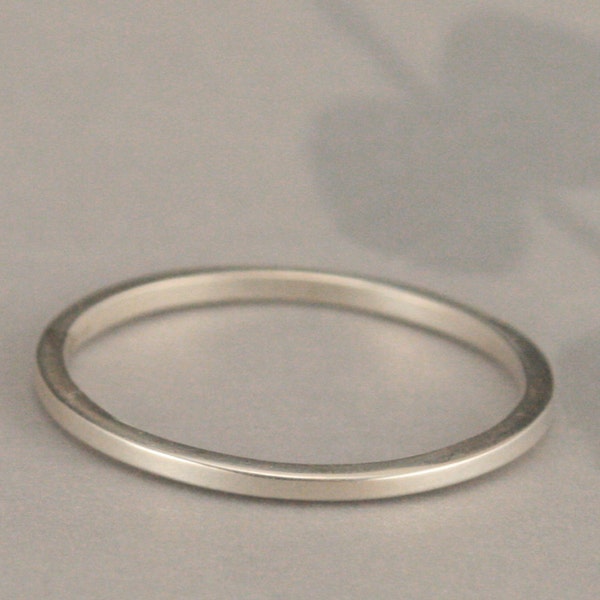 Silver Square Ring--Thin Flat Silver Ring--Silver Spacer Band--Super Skinny Stack Ring in Sterling Silver-Thin Polished Sterling Silver Band