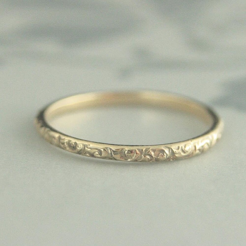 10K Gold Ring~Gold Wedding Ring~Gold Wedding Band~Vintage Style Band~Antique Style Ring~Women's Wedding Band~Women's Gold Band~Rococo image 1