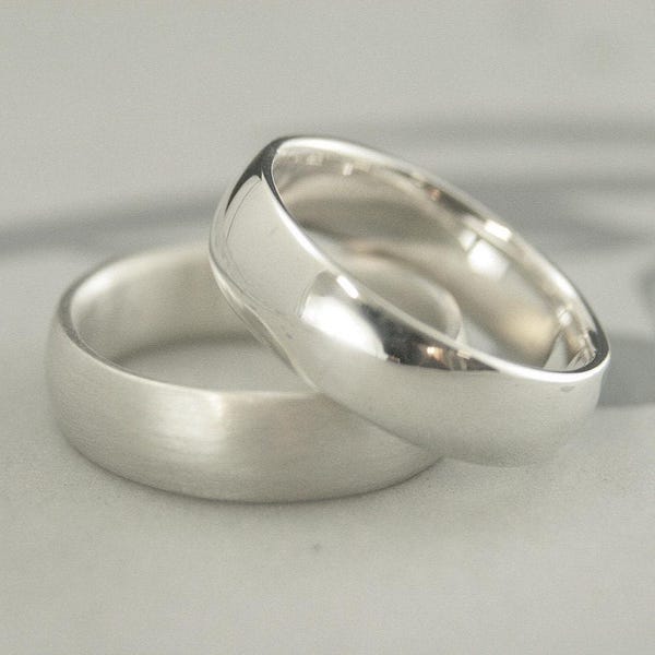 Comfort Fit band zilveren herenring Court Style Ring Court Style Band Comfort Fit ring heren trouwring heren trouwring zilver 6 mm band