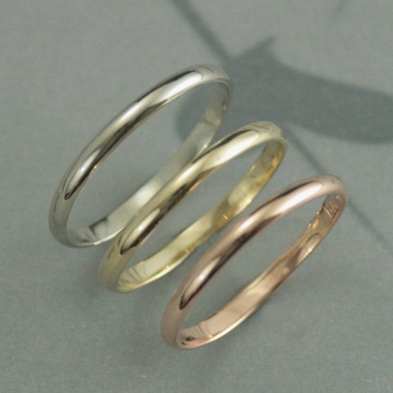 Solid 10k White Gold 2mm Half Round Wedding Band