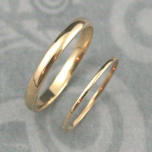 Thin Wedding Bands Affordable Rings Skinny Bands His & Hers Rings 14K Wedding Set 2.5mm Ring 1mm Ring Comfortable Rings Thin Band Gold Rings