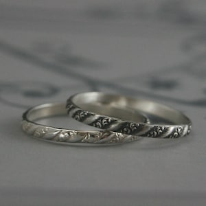 Silver Stacking Ring Versailles Pattern Band Women's Silver Wedding Ring Vintage Style Wedding Band Petite Silver Band Thin Silver Ring image 1