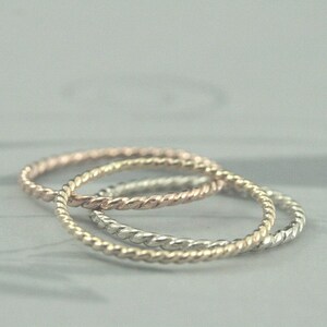 Band Twist Ring Gold Twist Band Thin Twist Ring Rope Gold Band Stacking Ring Gold Stackable Band 14K Twist Ring Women's Wedding Band Gold image 3