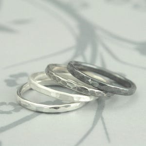 Silver Lava Stacker--One Solid Sterling Silver Hammered Stacking Ring--Choose Your Finish--Hammered Silver Bands - Silver Stacking Rings