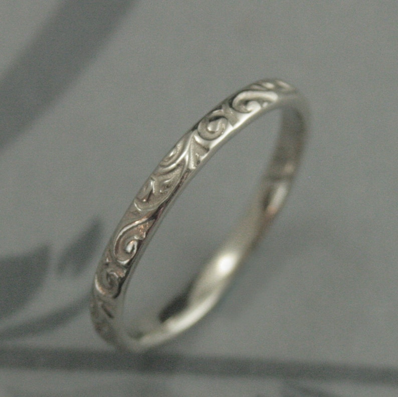 White Gold Skinny Flourish Band Women's Wedding Band Etsy