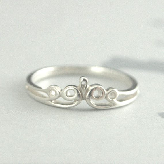 Silver Crown Ring Princess Crown Ring Tiara Ring Women's Wedding