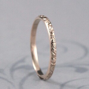 Gold Wedding Band--Solid 14K Yellow Gold Rococo in the Disco Wedding Band--Solid 14K Gold Swirl Patterned Ring Custom made in YOUR Size image 4