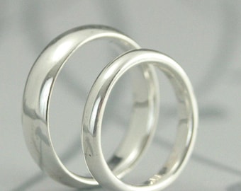 Comfort Fit Wedding Band Set Silver Ring Set His and Hers Bands Court Style Rings Silver Wedding Bands Silver Wedding Ring Recycled Handmade
