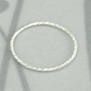 Tinsel Ring--Tiny Sterling Silver Textured Stacking Ring--Sterling Silver Round Diamond Cut Band--Thin Stack Ring
