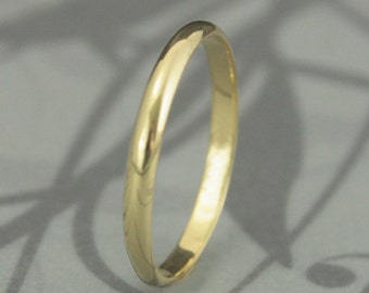 18K Gold 2mm by 1mm Plain Jane Half Round Band--18K Wedding Band YOUR CHOICE of 18K Yellow, White or Rose Gold