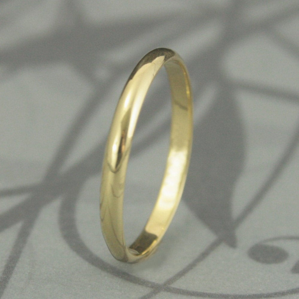 18K White Gold 2mm Half Round Wedding Ring Band