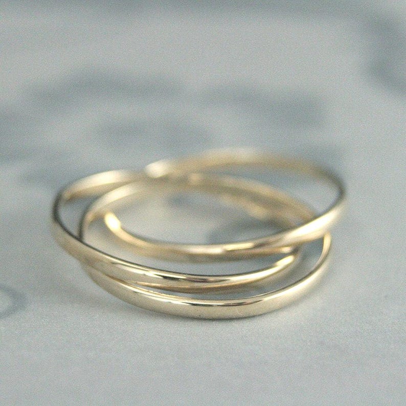 10K Interlocking Rings 10K Rolling Ring 10K Yellow Gold Gold Rolling ...