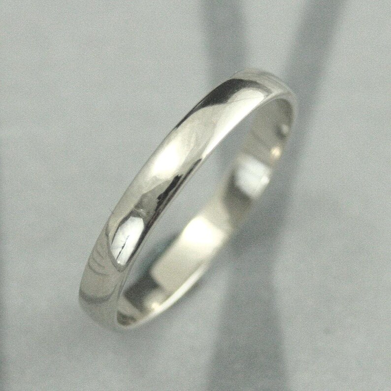 Women's Wedding Band White Gold Band 10K Gold Band Traditional Wedding Band 3mm Plain Jane Ring Low Profile Half Round Band Handmade image 2