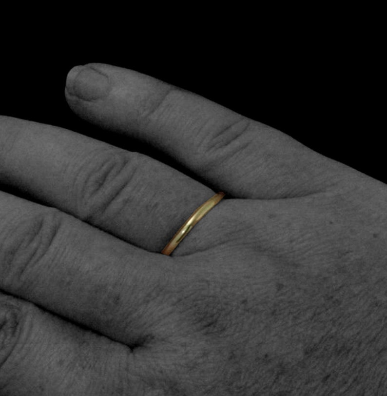 Thin Gold Wedding Band10K Gold Ring1.5mm Wedding RingSkinny MinnieHalf Round BandThin RingSpacer RingStacking RingThin Gold Ring image 5