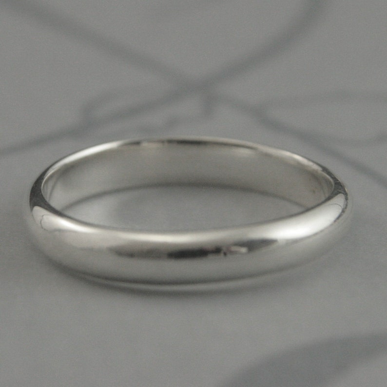 Plain Silver Ring Simple Silver Band 3mm Wide Ring Simple Wedding Band Plain Silver Ring Silver Half Round Band Mens Wedding Ring Womens