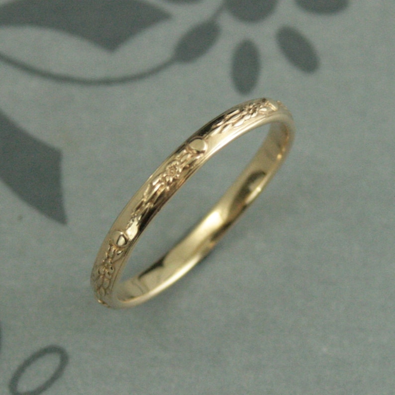 Rose Gold Wedding Band~Rose Gold Ring~Women/'s Wedding Ring~Thin Rose Gold Band~10K Gold Band~Antique Style Ring~Vintage Style Band~Rococo