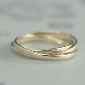 10K Interlocking Rings 10K Rolling Ring 10K Yellow Gold Gold Rolling Ring 1.5mm Bands 10K Gold Rings Stackable Rings