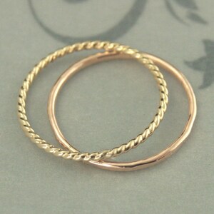 Gold Stacking Set~hammered Band~twist Rope Band~solid 14K Gold ...