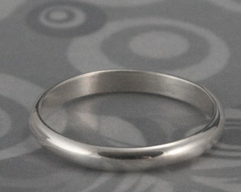 Plain Jane Sterling Silver 2.5mm Half Round Band Wedding Ring or Stacking Ring--Simple Elegant Thin Stackers