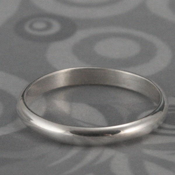 Plain Jane Sterling Silver 2.5mm Half Round Band Wedding Ring or Stacking Ring--Simple Elegant Thin Stackers