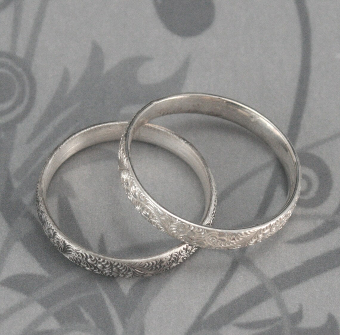 Womens Wedding Ring Pattern Wedding Band Embossed Ring Nature - Etsy UK