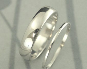 Platina trouwset Platina ringen voor hem en haar 5 mm en 1,5 mm trouwringset Trouwringset platina halfronde ringen traditioneel