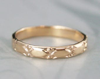 ソリッド14Kゴールド結婚指輪 中世風リング ゴールドリング メンズ結婚指輪 キングアーサーリング 幾何学模様のゴールド結婚指輪 リサイクル