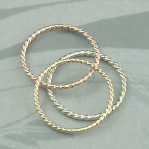 Band Twist Ring Gold Twist Band Thin Twist Ring Rope Gold Band Stacking Ring Gold Stackable Band 14K Twist Ring Women's Wedding Band Gold image 4