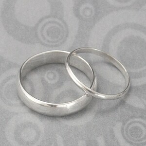 The Perfect Pair Set of 2 Silver Rings Men's Wedding Band Women's Wedding Ring Silver Wedding Rings Wedding Band Set Traditional Bands image 2