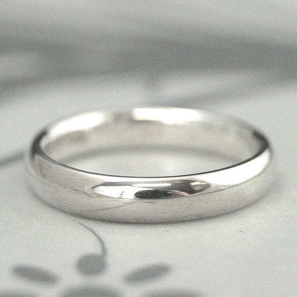 Comfort Fit Ring Sterling Silver Band Mens Wedding Ring Womens Wedding Band Silver Comfort Fit Band 4mm Wide Band Promise Ring for Him