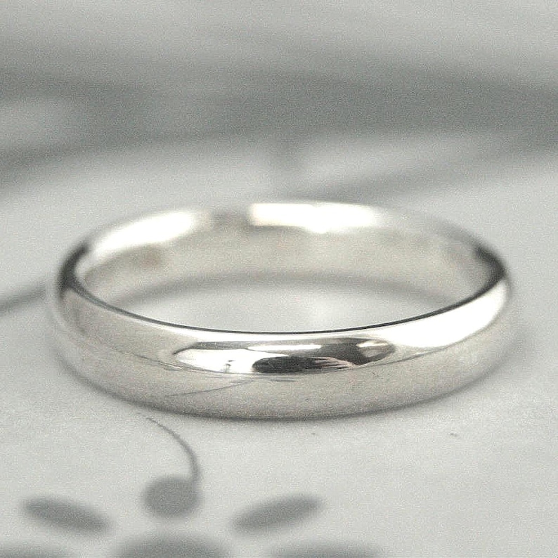 Comfort Fit Ring Sterling Silver Band Mens Wedding Ring Womens Wedding Band Silver Comfort Fit Band 4mm Wide Band Promise Ring for Him image 1