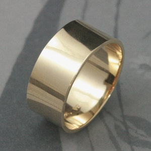 Solid 14K Gold ULTRA Wide 10mm Band Mens Wedding Band Flat Edge Modern Wedding Ring Your Choice of Yellow, Rose or White Gold Made to Size