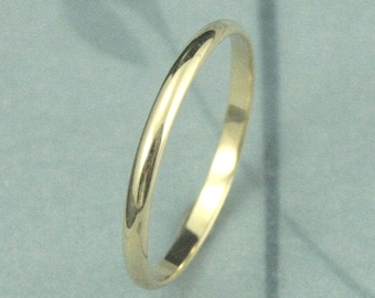 Solid 18K Gold 1.5mm Skinny Minnie Plain Jane Half Round Band YOUR Choice of 18K Yellow, White or Rose Gold