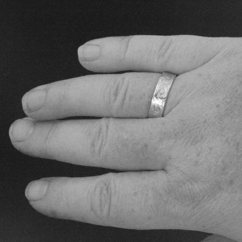 Anillo Gran Ola Anillo de Plata con Diseño Anillo Tsunami Anillo Art Déco Anillo de Pergamino Anillo Art Déco de Plata Anillo Japonés para Hombre Anillo Noche Estrellada de Plata para Hombre imagen 3