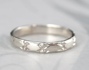 Solid 14K White Gold Wedding Band Medieval Style Ring Men's Gold Ring King Arthur Ring Geometric Design Gold Wedding Band Handmade Gold Ring