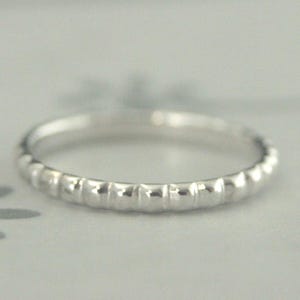 Wide Pillow Band~14K White Gold Band~White Gold Ring~Bubble Band~Beaded Band~Women's Wedding Ring~Stacking Ring~Women's Gold Band