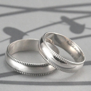 Herren Ehering nicht ganz schlicht Jane Sterling Silberring Milgrain Rand 5,5 mm breit Band Herrenring schlichter Herrenring Milgrainring